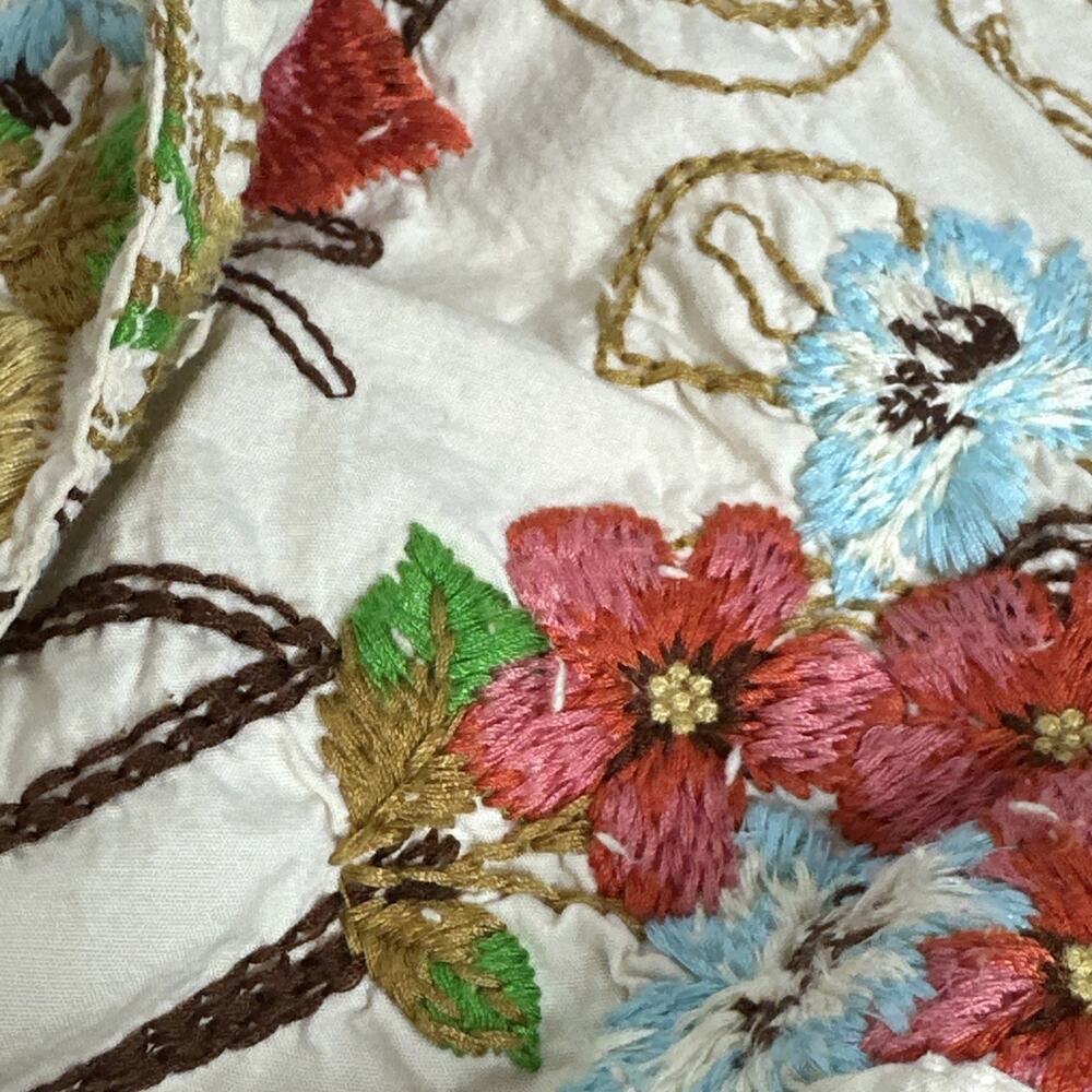 Johnny Was Womens Embroidered Button Up Jacket Small Cream Floral Bohemian Artsy - Picture 14 of 16